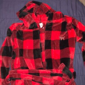 Plush plaid VS PINK bathrobe